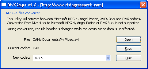 Screenshot of DivX2Mp4